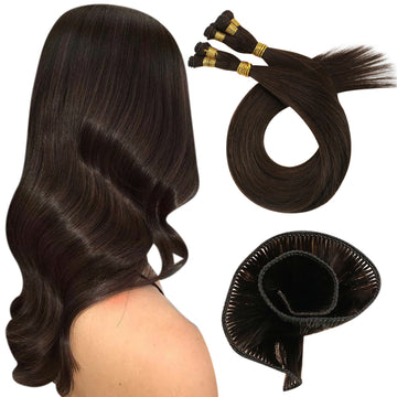 Fshine Handmade Virgin Hair Weft Solid Color Medium Brown 100% Hair Sew In Weft Human Hair Bundles(#4) - FShine Shop
